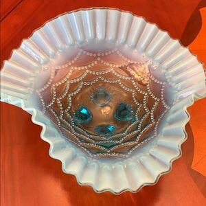 Iridescent Blue Glass Decorative Bowl - Home Art